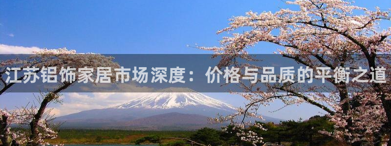 杏耀平台主管：江苏铝饰家居市场深度：价格与品质的平衡之道